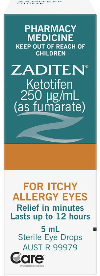 Zaditen Eye Drops Ketotifen 0.25 mg/mL 5mL - Allergy Relief Fast Acting