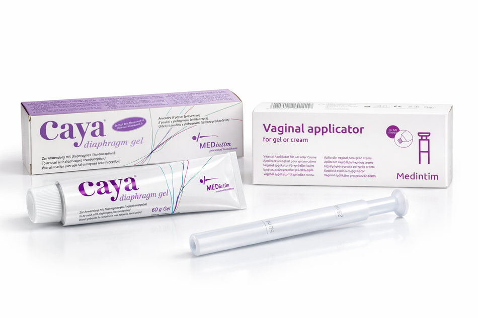 Caya Gel 60g & 3 x Vaginal Applicator For Diaphragm & Cervical Caps Use Kit
