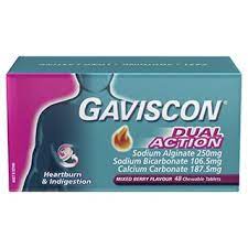 Gaviscon Dual Action Chewable Tablets Mixed Berry Heartburn & Indigestion Relief 48 Pack