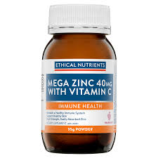 Ethical Nutrients Mega Zinc 40mg With Vitamin C Raspberry Powder 95g - EXPIRY 06/2026