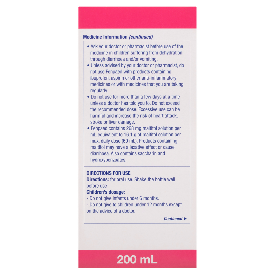 Fenpaed Ibuprofen Oral Liquid 200mL