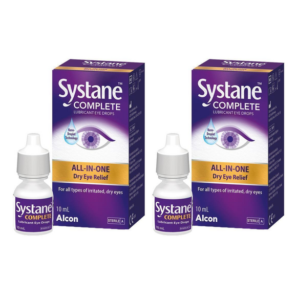 2x Systane Complete Multi Dose Preservative Free Lubricant Eye Drops 10ml