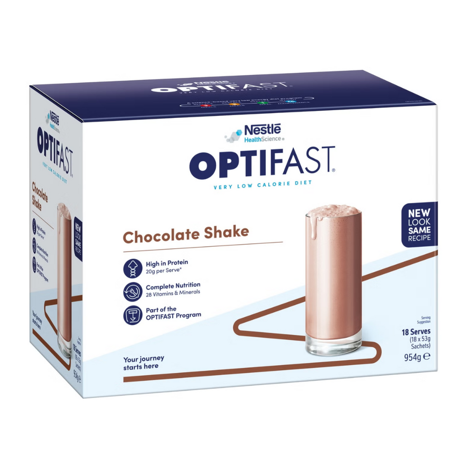 Optifast VLCD Chocolate Weight Loss Shake - 18 x 53g Sachets High Protein Fibre