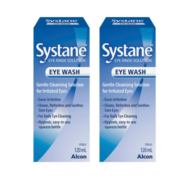 2x Systane Eye Wash Solution Gentle Cleansing for Irritated Eyes 120ml