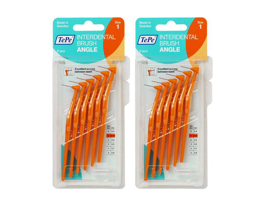 2 x TePe Angle Orange Interdental Brushes 0.45mm ISO Size 3 6 Packs
