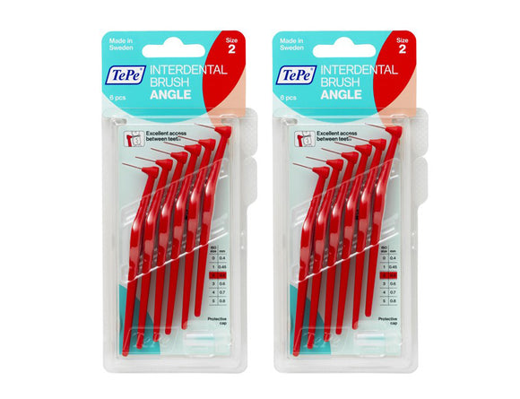 2 x TePe Angle Red Interdental Brushes 0.5mm ISO Size 3 6 Packs