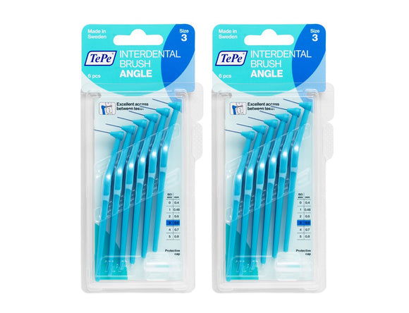 2 x TePe Angle Blue Interdental Brushes 0.6mm ISO Size 3 6 Packs