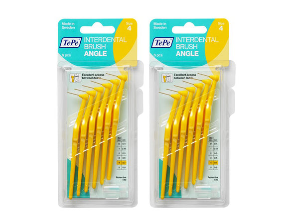 2 x TePe Angle Yellow Interdental Brushes 3 0.7mm ISO Size 6 Packs
