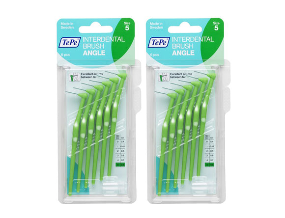 2 x TePe Angle Green Interdental Brushes 0.8mm ISO Size 3 6 Packs