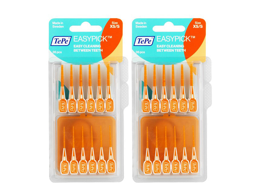 2 x TePe EasyPick Orange X-Small/Small Size 36 Packs