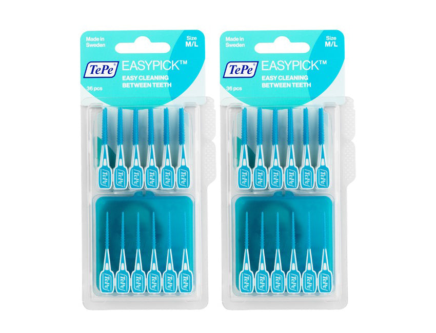 2 x TePe EasyPick Turquoise Medium/Large Size 36 Packs
