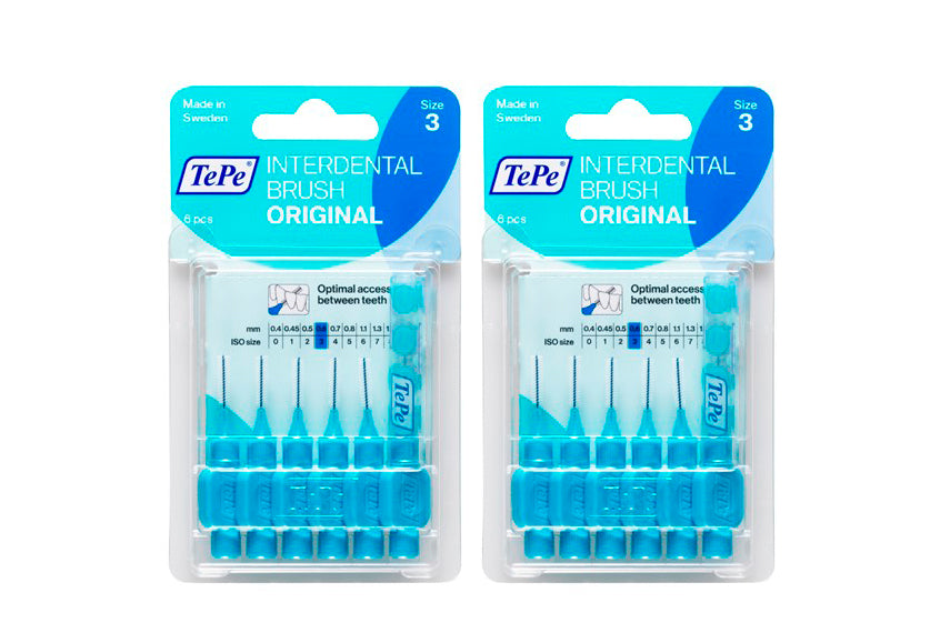 2 x TePe Interdental Brushes 0.6mm Blue Size 3 Original - ISO 6 Packs