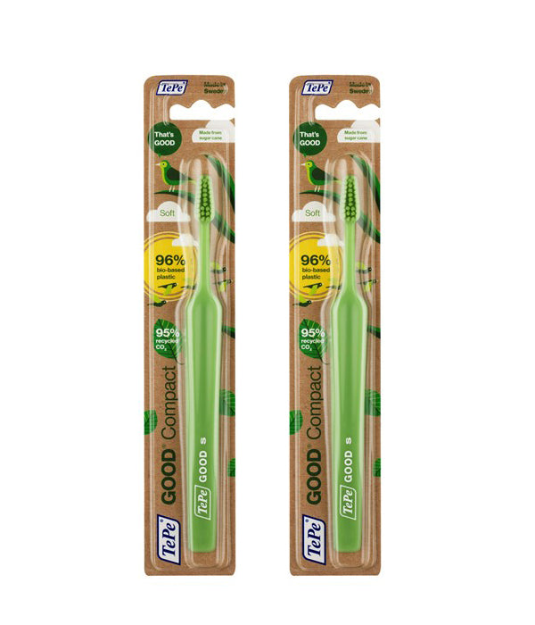 2 x TePe Good Compact Soft Toothbrush - Made from Sugar Cane