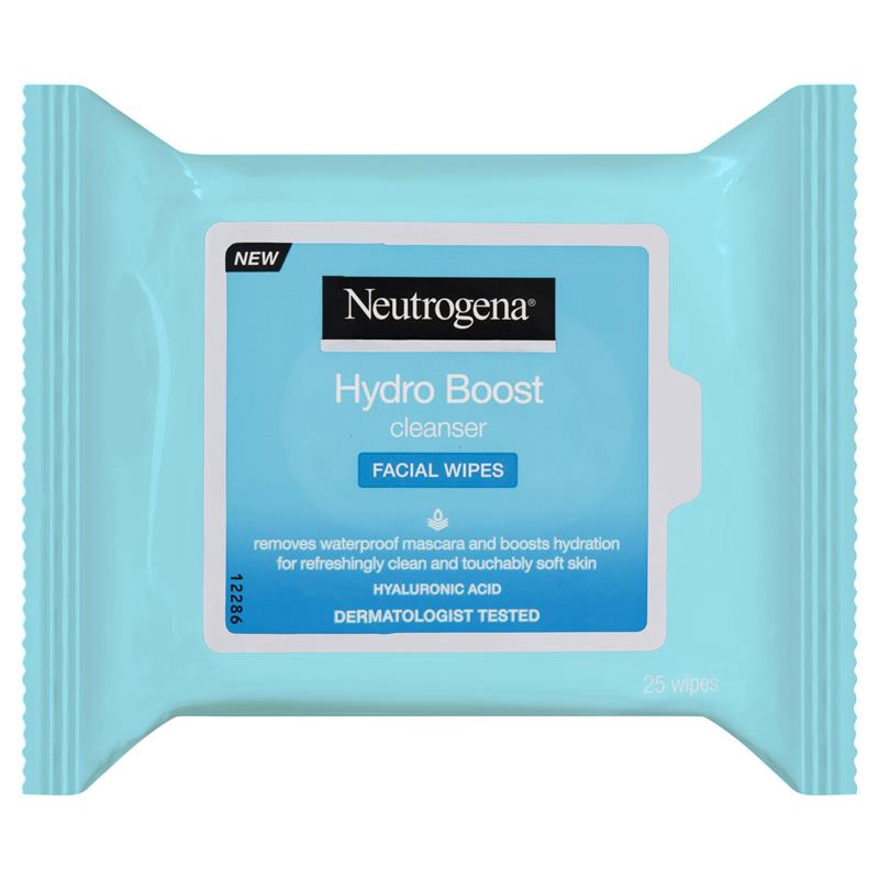 3 x Neutrogena Hydro Boost Cleanser Facial Wipes 25 Pack - Value Pack