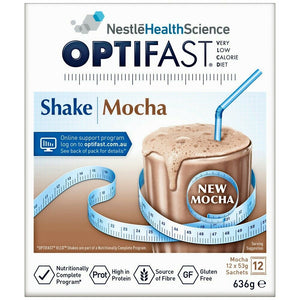 Optifast VLCD Mocha Weight Loss Shake - 12 x 53g Sachets High Protein Fibre