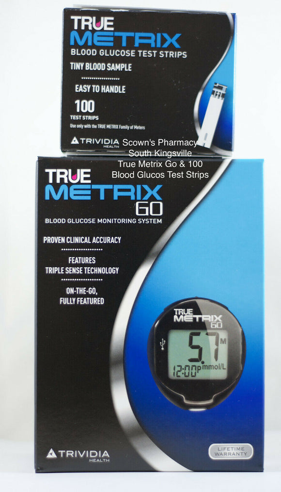 True Metrix Go & 100 Blood Glucose Test Strips incl Lancing Device & 10 Lancets