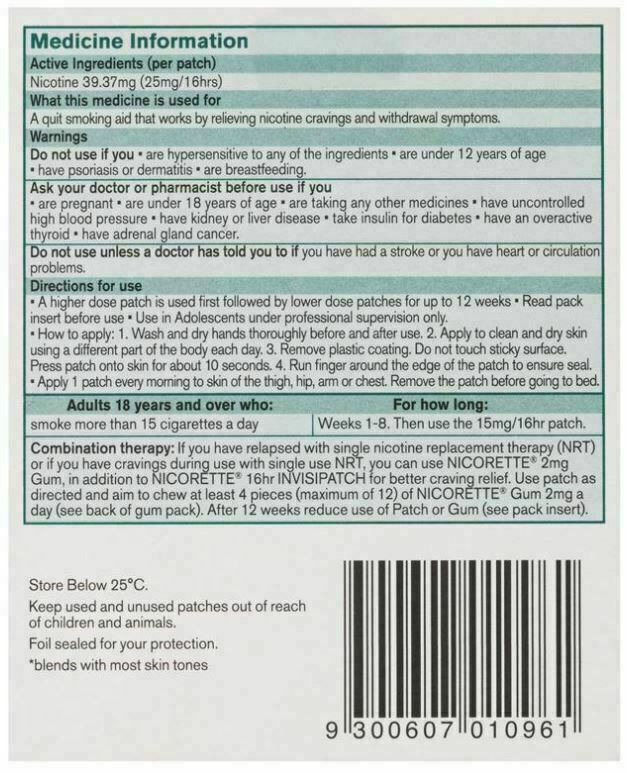 Nicorette 16hr Invisipatch Patches Step 1 25mg 28 Pack