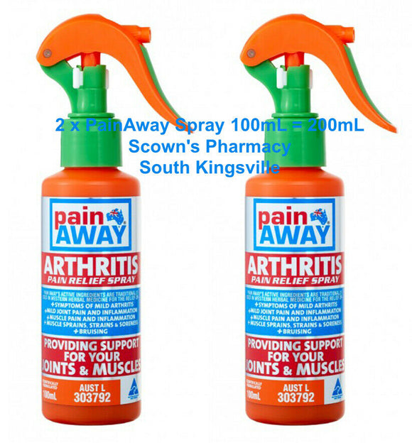 2 x PainAway Arthritis Spray 100mL = 200mL Joint Muscular Inflammation Pain Away