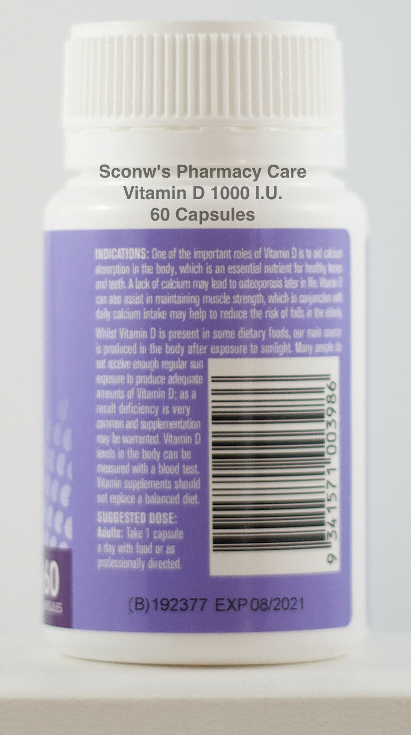 Pharmacy Care Vitamin D 1000 I.U. 60 Capsules