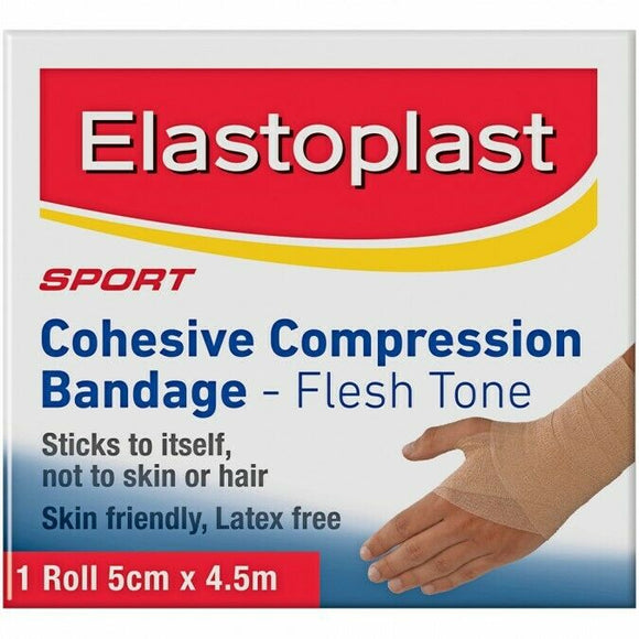 Elastoplast Sport Cohesive Compression Bandage Flesh Tone 5cm x 4.5m Skin Friendly