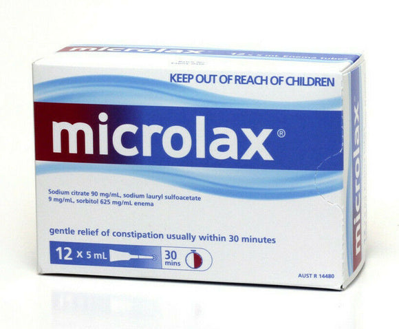 Microlax Enema 12 x 5mL - Reliefe Constipation