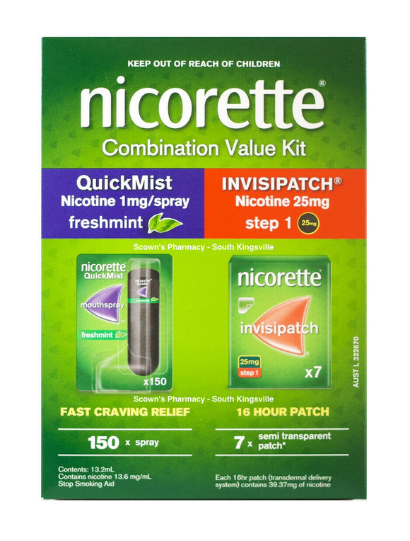 Nicorette Nicotine Combination Value Kit Quick Mist And Invisipatch
