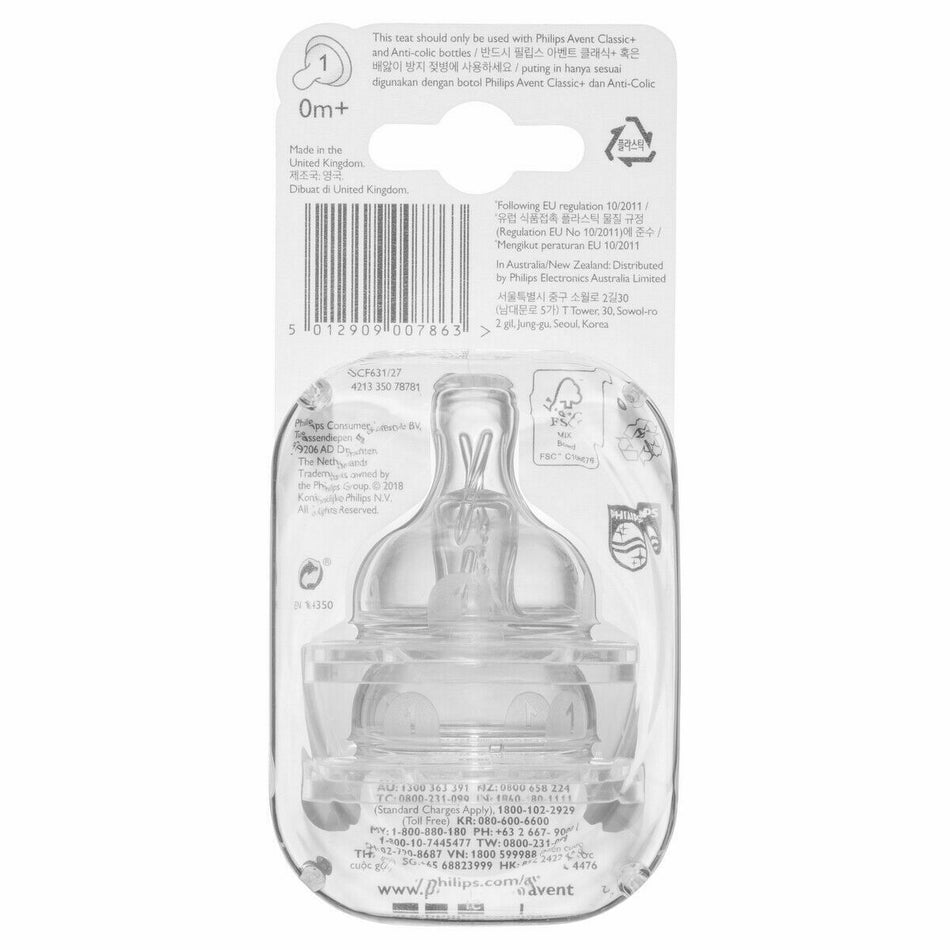 Avent Silicone Teat Newborn 2-Pack Natural Healthier Feeding Rhythm Anti-Colic