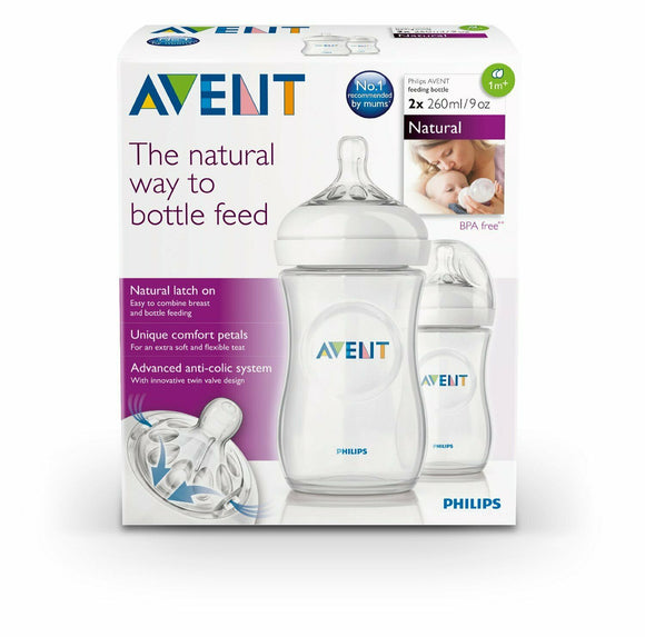 Philips Avent Natural Feeding Bottle - 260 mL - 2 Bottle Set