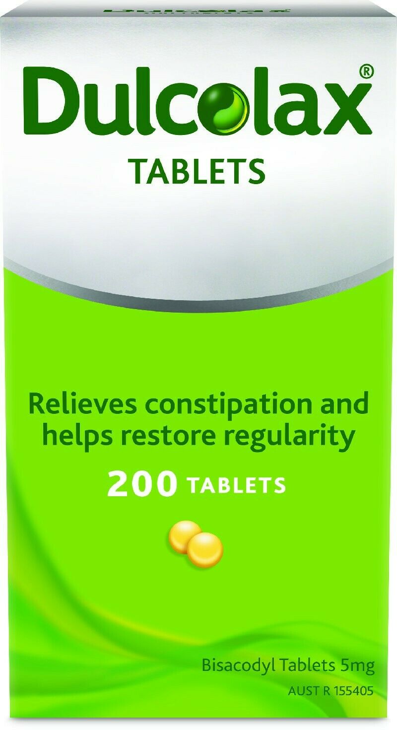 Dulcolax 200 Tablets 5mg Bisacodyl Laxative Relieves Constipation