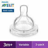 Avent Teat Silicone  X2 MEDIUM Flow 3months+  2 Pack - Anti Colic