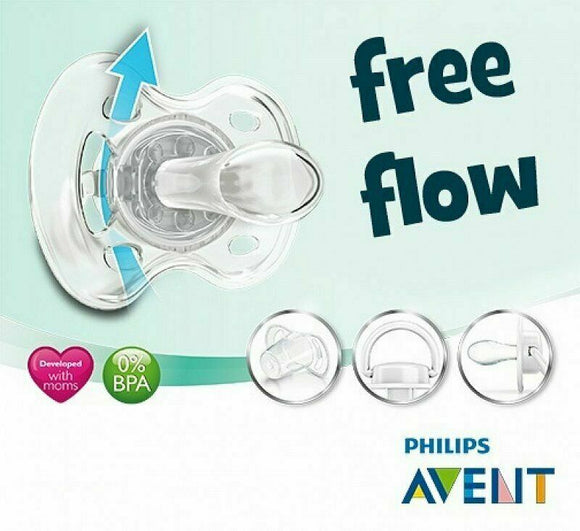 Philips Avent Freeflow Soother 18month+ Orthodontic Extra Firm 2 Pack + Case