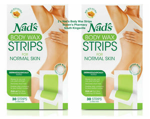 2 x Nad's Body Wax Strips for Normal Skin 2 x 20 Strips Plus Calming Oil Wipes
