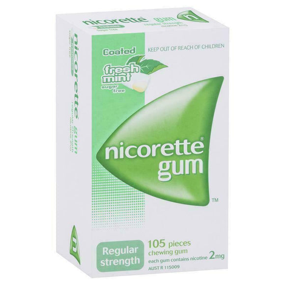 Nicorette Gum Regular Strength 2mg Nicotine Freshmint 105 Pack