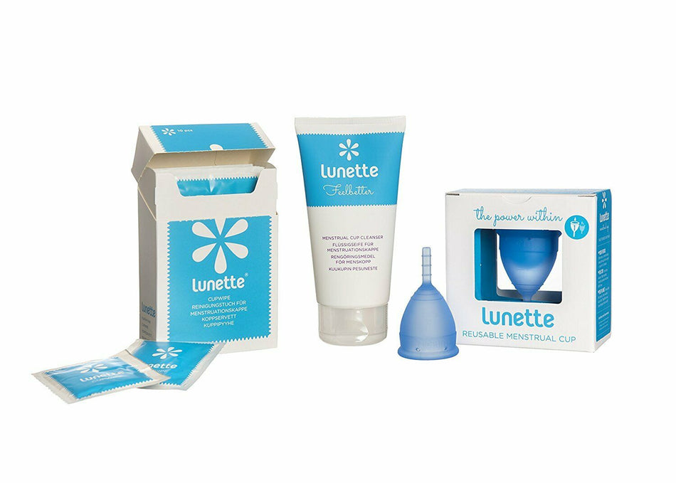 Lunette Reusable Menstrual Cup, Cleanser, Wipe Value Pack, Model 1 & 2