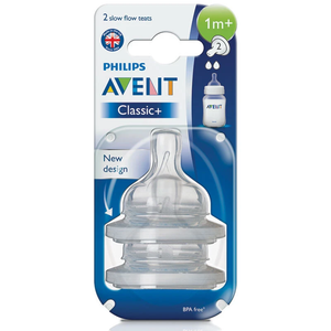 Avent 1 Month+ Anti-Colic Slow Flow Teats Silicone Baby Breast Feeding 2 Pack