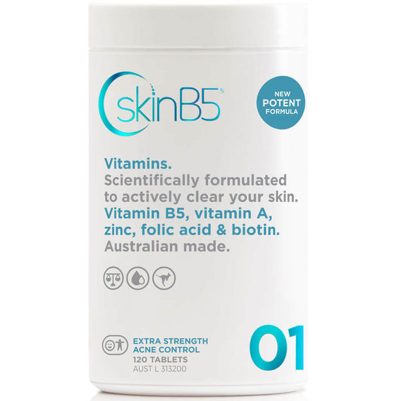 SkinB5 Extra Strength Acne Control 120 Tablets Clear pimples blackheads & whiteheads