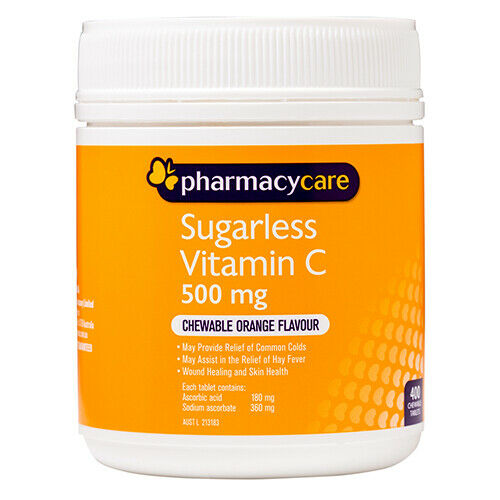 Pharmacy Care Vitamin C Sugarless 400 Tablets Orange Flavour