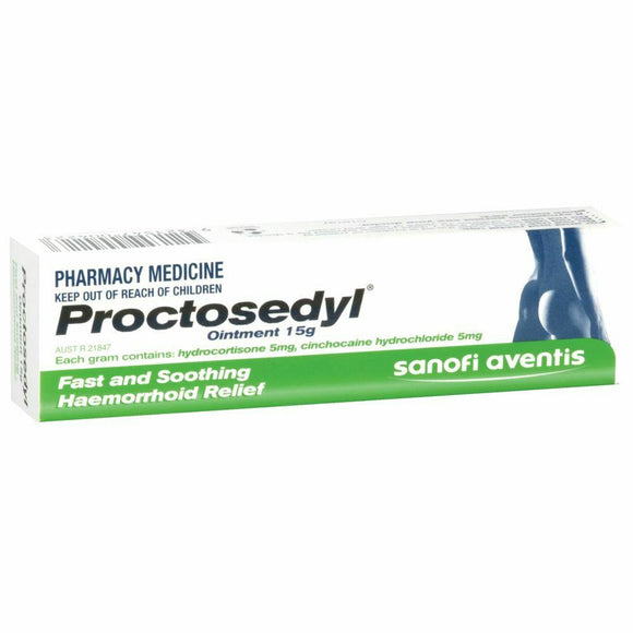 Proctosedyl Ointment 0.5% 15g - Relief for Haemorrhoids & Anal Fissures