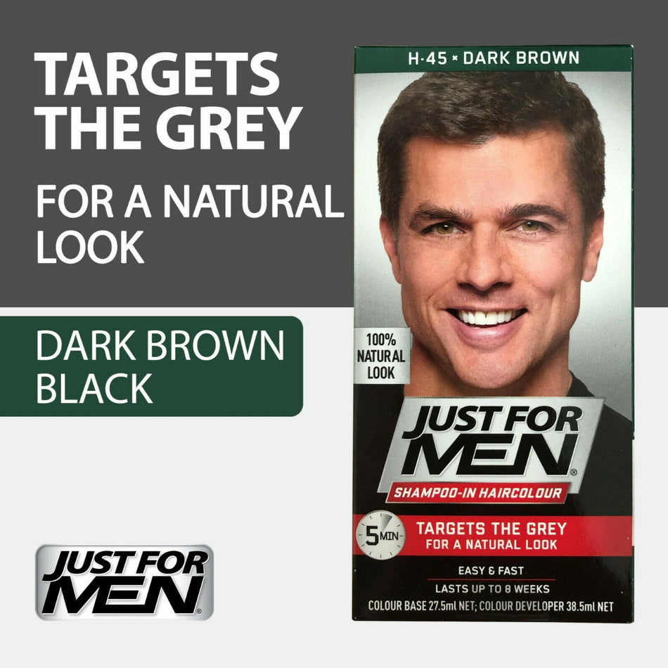 Just for Men Shampoo In Hair Haircolour Natural Look Dark Brown M45 Pack of 3