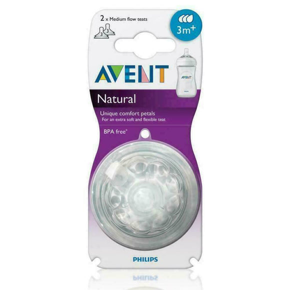 Philips Avent Natural Teat Medium Flow - 2 Pack - 3 Months+ Variflow Nippel