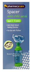 Pharmacy Care Spacer with Child Mask 3-6 yo Anti-Static Valved
