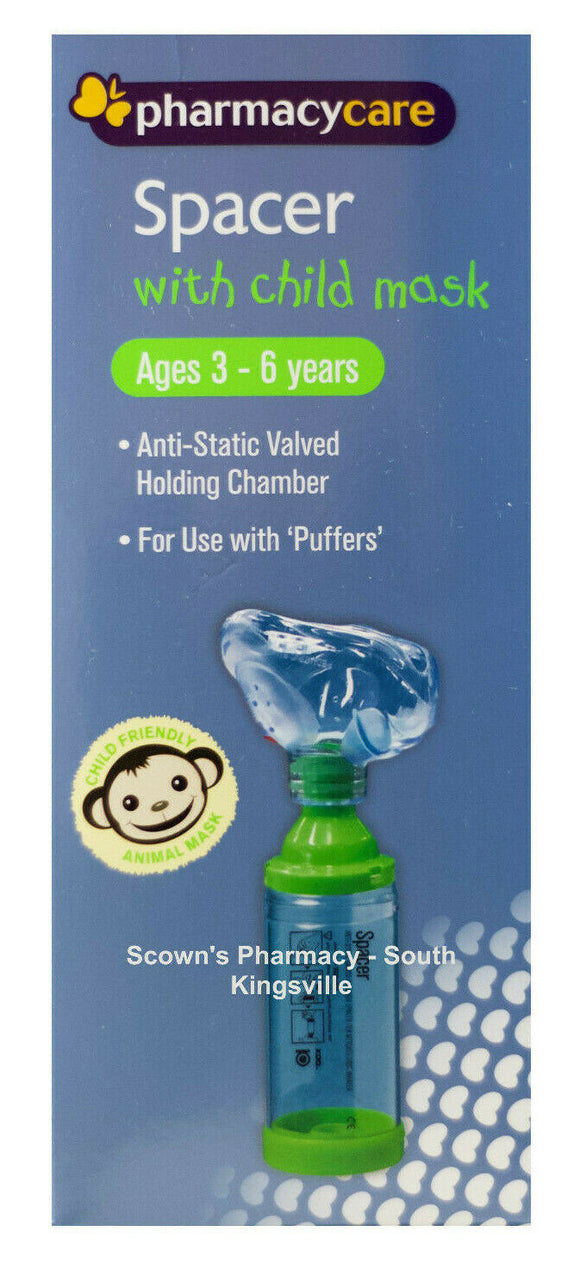 Pharmacy Care Spacer with Child Mask 3-6 yo Anti-Static Valved