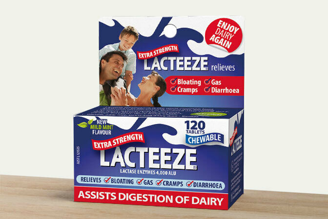 Lacteeze 120 Chewable Tablets Extra Strength Lactase Enzyme