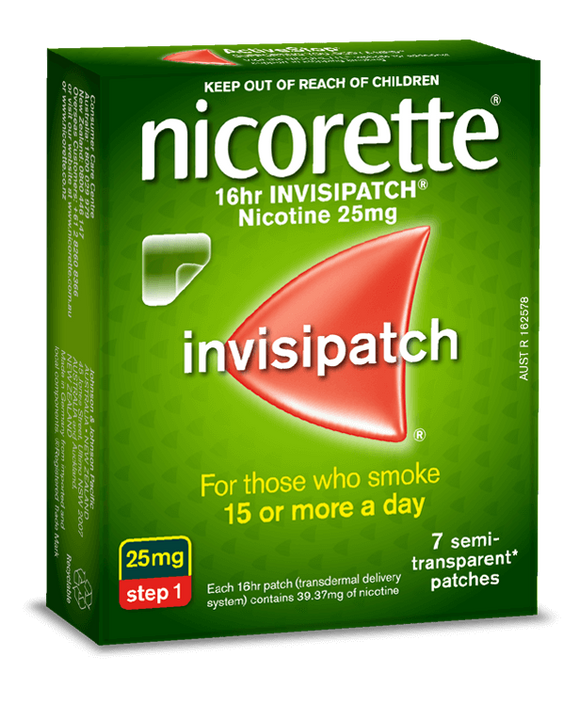 Nicorette 16hr Invisipatch Patches Step 1 25mg 7 Pack