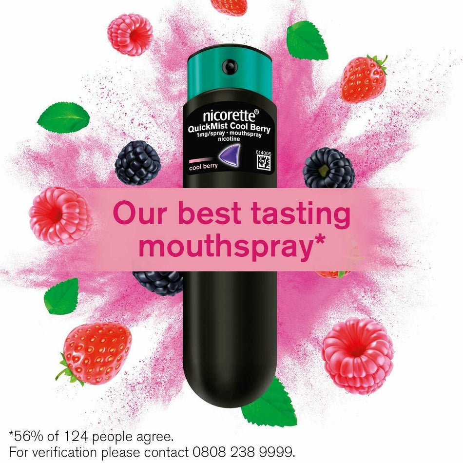 Nicorette QuickMist Mouth 150 1/mg Nicotine Spray Cool Berry 2 Pack