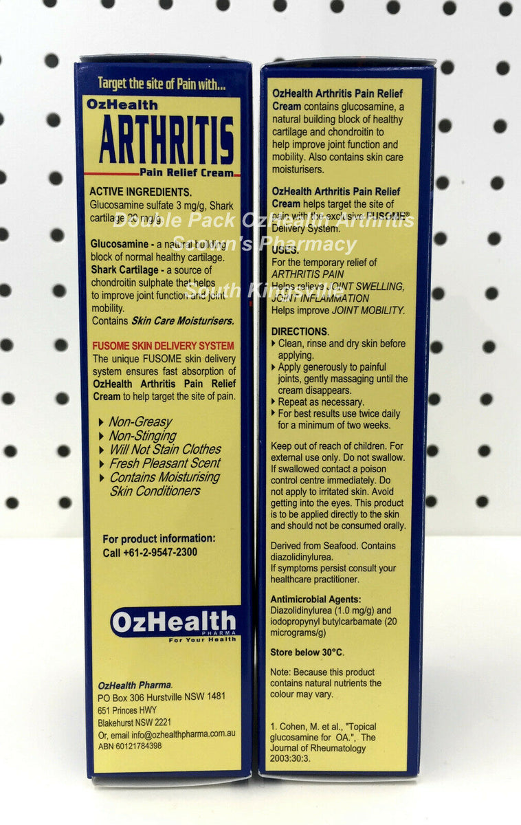 2 x Genuine OzHealth Arthritis Pain Relief Cream 114g Glucosamine Plus