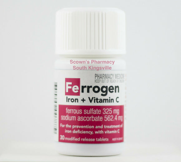 Ferrogen Iron Vitamin C 30 Tablets Iron Deficiency Ferrous Ferro-Grad C Generic