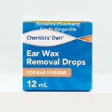2 x Chemist's Own Ear Wax Removal Drops 12mL Unblocks Ear Canal