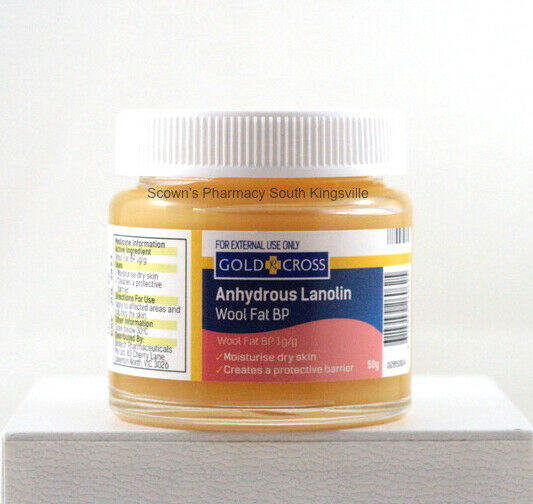 2 x Gold Cross Lanolin Wool Fat 50g Dry Skin Care Lotion Barrier