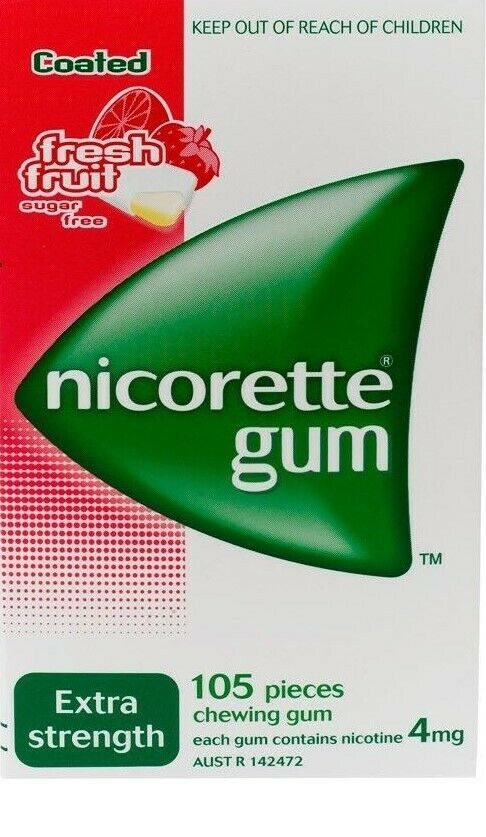 Nicorette Gum Extra Strength Coated Fresh Fruit 4mg 105 Pack